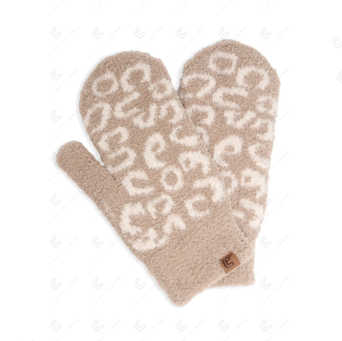 A photo of the Leopard Comfy Luxe Mittens product