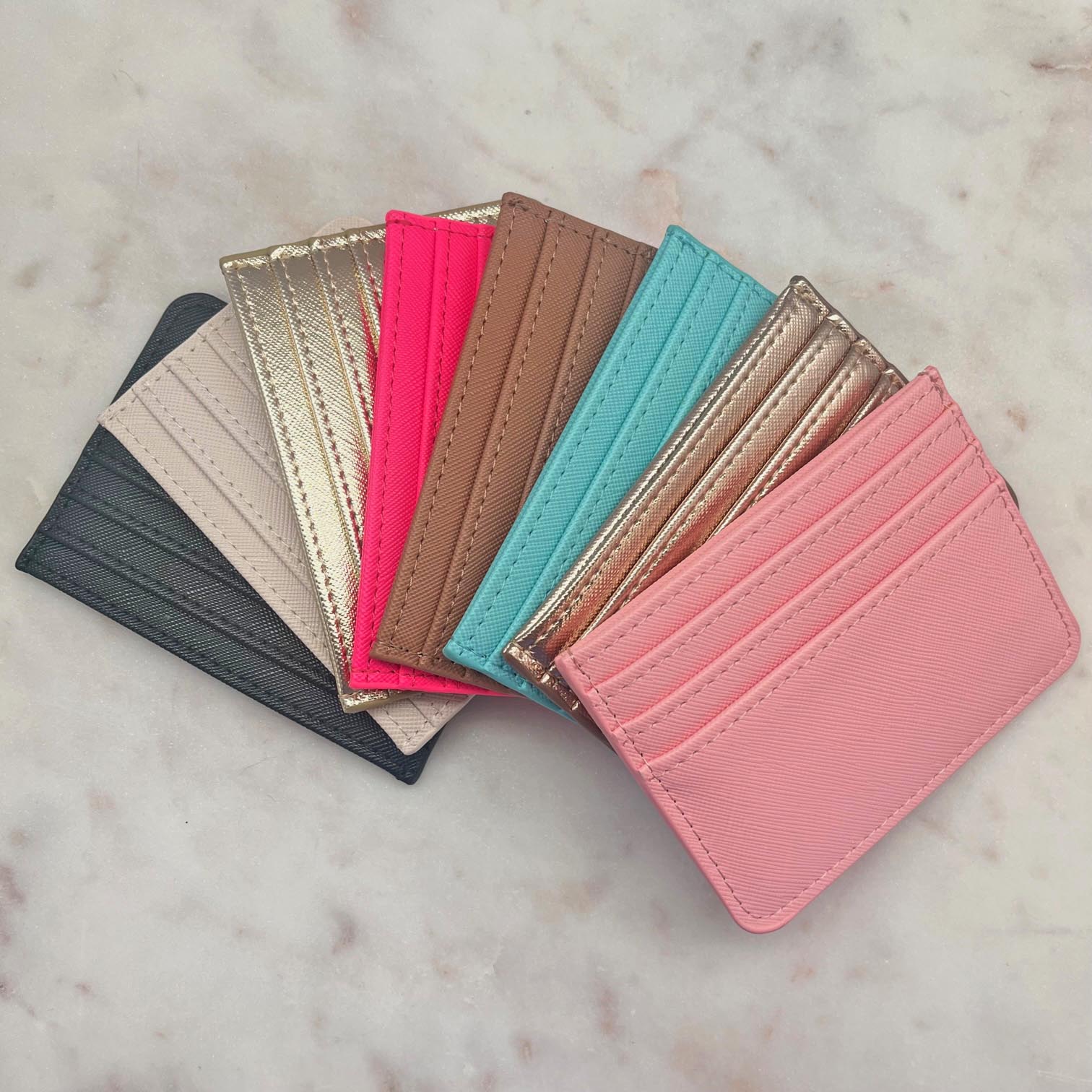 Card holder - Pink leather card holder