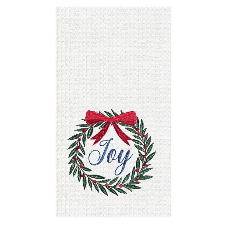 A photo of the Joy Wreath Kitchen Towel product