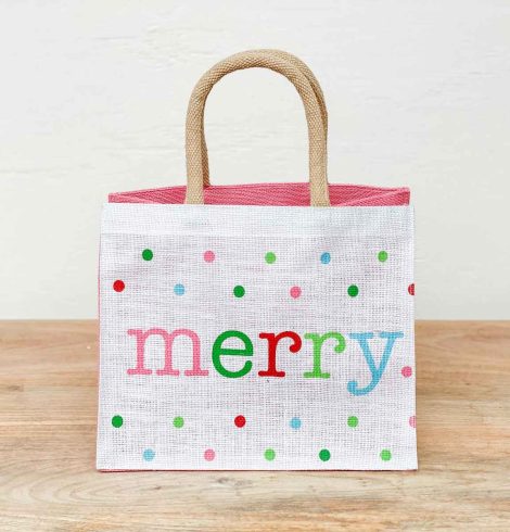 A photo of the Merry Polka Dot Gift Tote product
