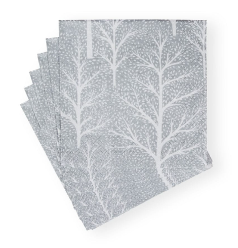 A photo of the Winter Trees Luncheon Napkins in Silver & White product