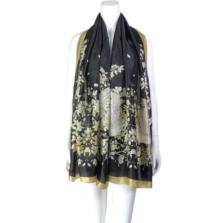 A photo of the Bliss Floral Scarf in Black product