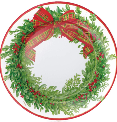 A photo of the Boxwood and Berries Wreath Dinner Plates product