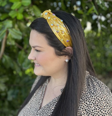 A photo of the Embellished Metallic Gold Headband product