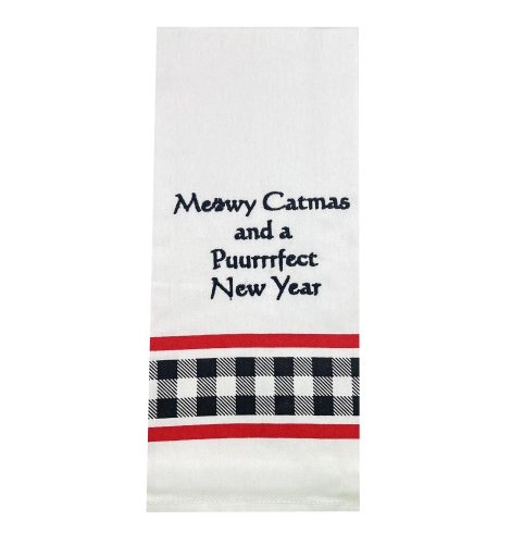 A photo of the Meowy Catmas Towel product