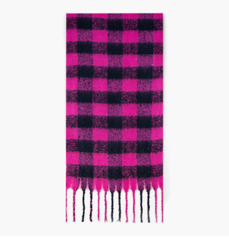 A photo of the Black & Pink Buffalo Check Scarf product
