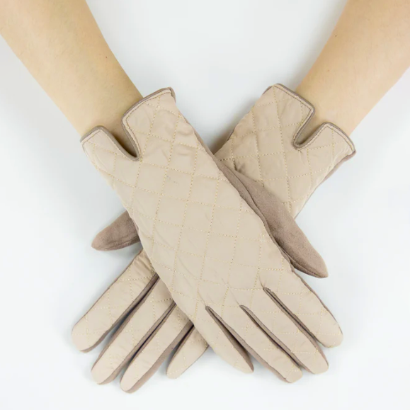 A photo of the Quilted Gloves in Beige product