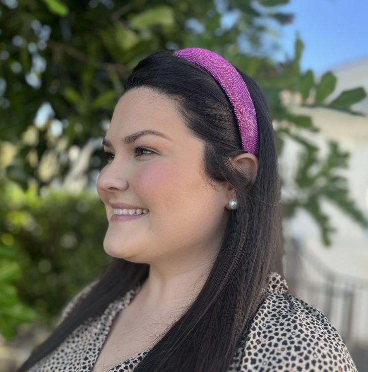 A photo of the Rhinestone Headband in Pink product