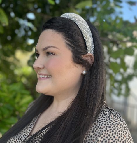 A photo of the Rhinestone Headband in Silver product