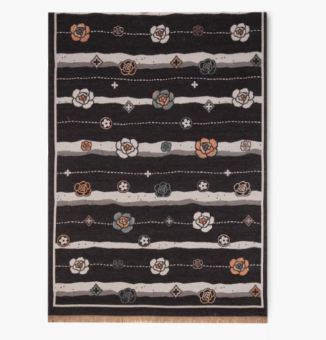 A photo of the Metallic Roses Scarf in Black product