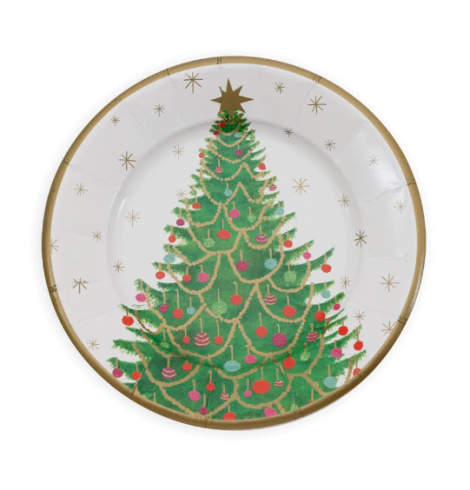 A photo of the Merry And Bright Paper Salad & Dessert Plates product