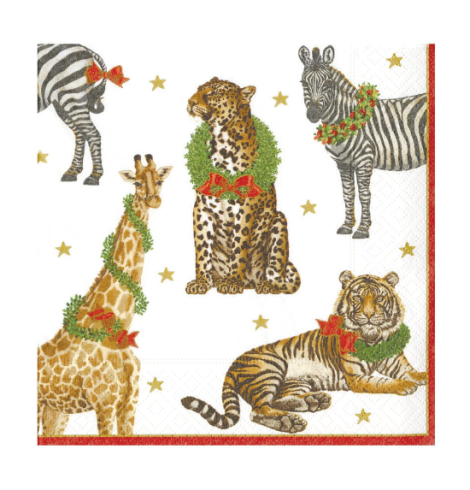 A photo of the Wild Christmas Luncheon Napkins in Ivory product