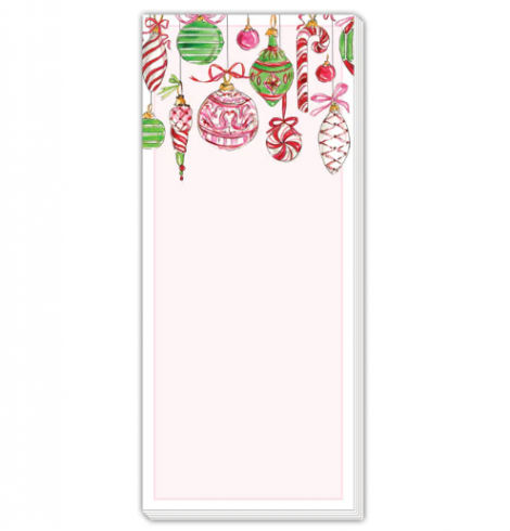 A photo of the Pink Peppermint Ornaments Skinny Notepad product