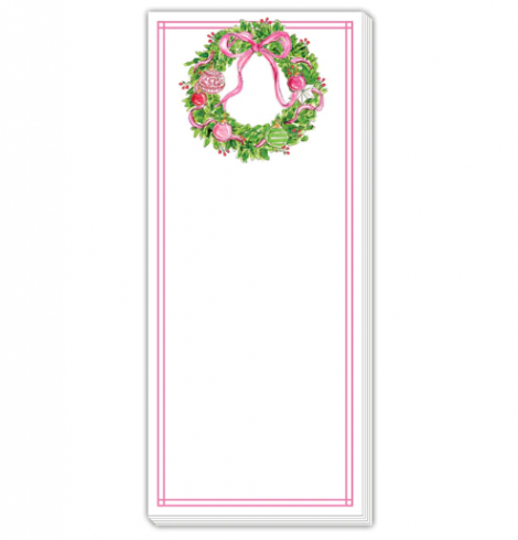 A photo of the Pink Wreath Skinny Notepad product