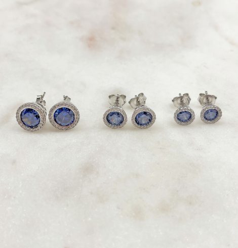 A photo of the Sterling Silver Round Tanzanite CZ Studs product