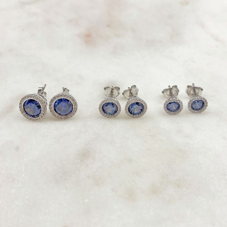 A photo of the Sterling Silver Round Tanzanite CZ Studs product