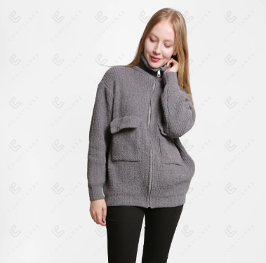 A photo of the Solid Comfy Luxe Zip Jacket product