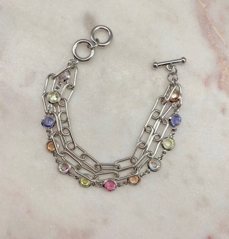 A photo of the Layered Rhinestone Paperclip Bracelet product