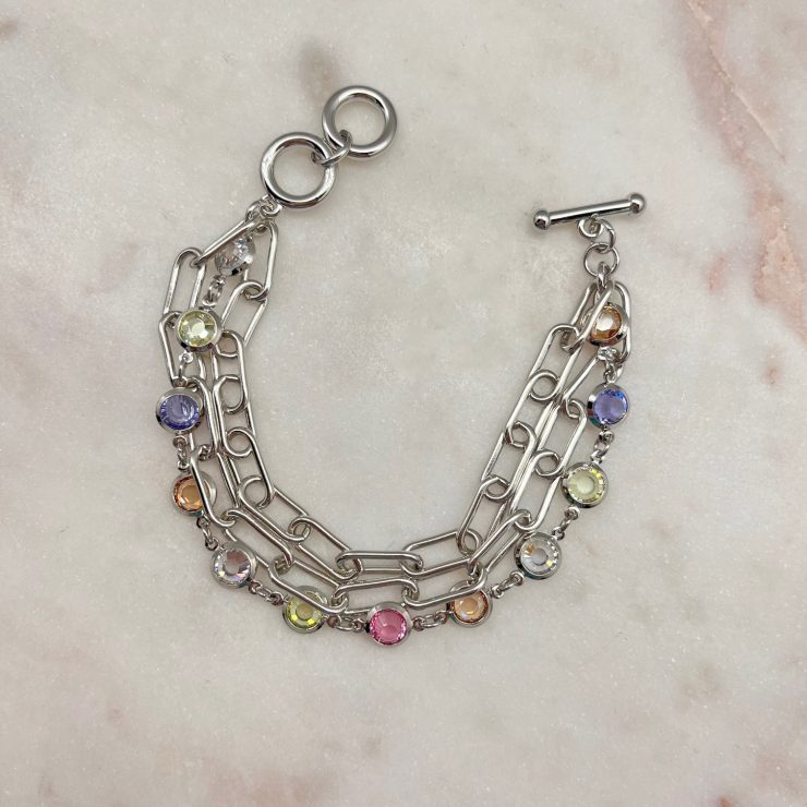 A photo of the Layered Rhinestone Paperclip Bracelet product