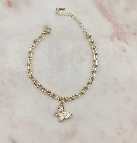 A photo of the Paperclip Butterfly Charm Bracelet product