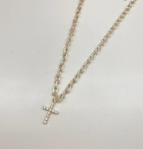 A photo of the Paperclip Cross Necklace product