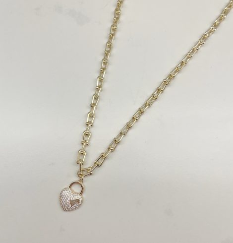 A photo of the Paperclip Locket Necklace in Gold product