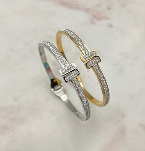 A photo of the Rhinestone Hinged Bangle product