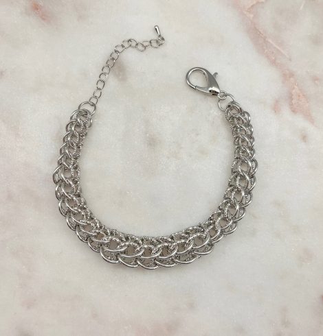 A photo of the Woven Cage Bracelet in Silver product
