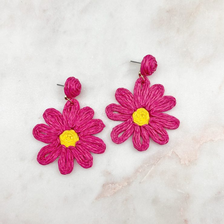 A photo of the Daisy Earrings in Hot Pink product