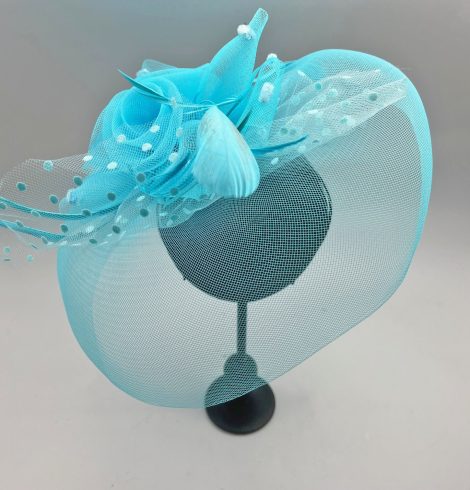 A photo of the Flora Fascinator in Neon Blue product