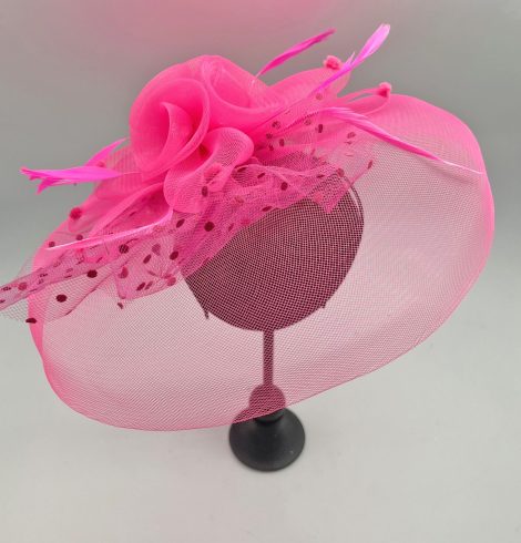 A photo of the Flora Fascinator in Neon Pink product
