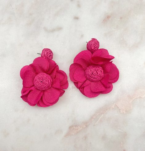 A photo of the Hot Pink Flora Earrings product