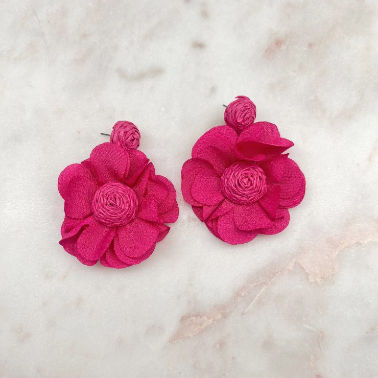A photo of the Hot Pink Flora Earrings product