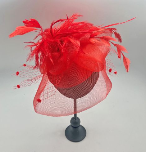 A photo of the Feather Fascinator in Red product