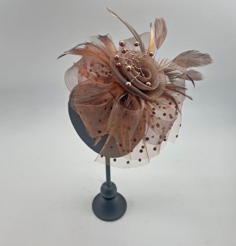 A photo of the Serena Fascinator in Brown product