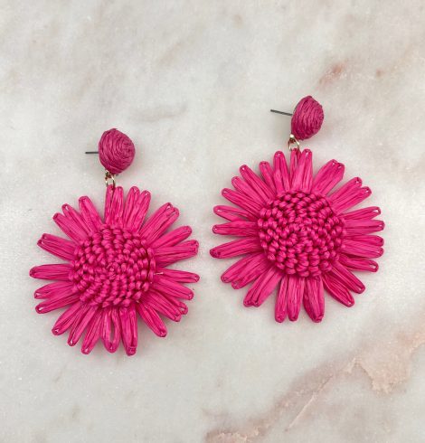 A photo of the Naya Earrings in Hot Pink product