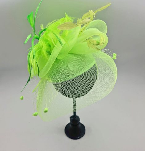 A photo of the Feather Fascinator in Neon Green product