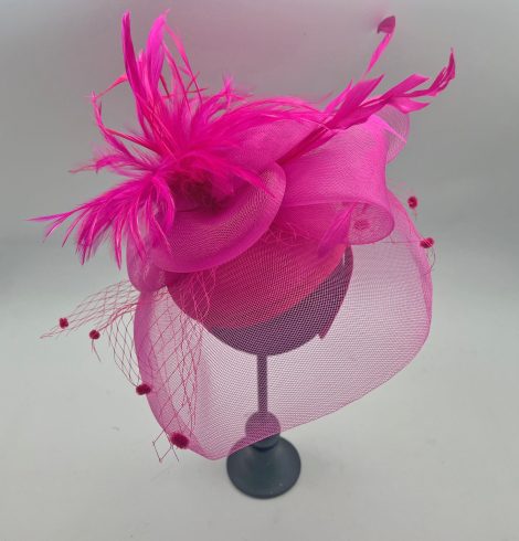 A photo of the Feather Fascinator in Neon Pink product