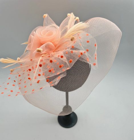 A photo of the Flora Fascinator in Peach product