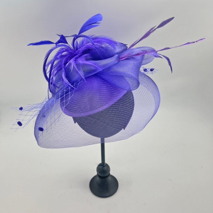 A photo of the Feather Fascinator in Purple product