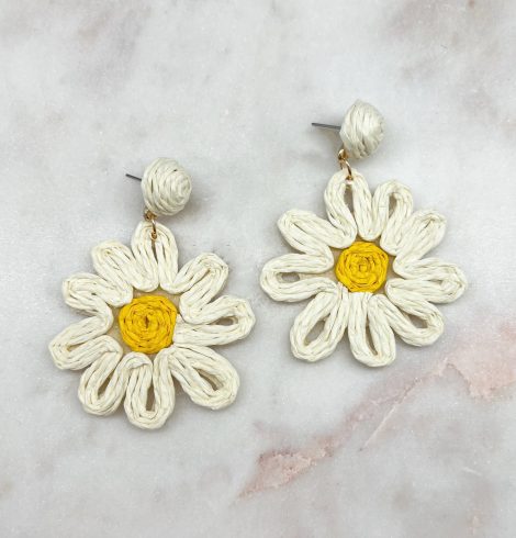 A photo of the Daisy Earrings in White product