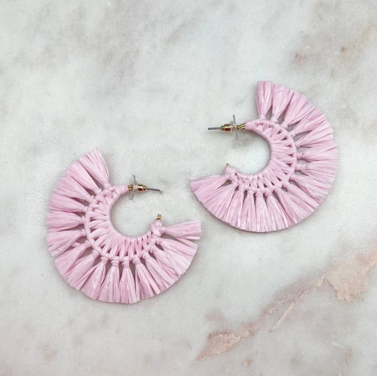 A photo of the Fan Favorite Earrings in Light Pink product