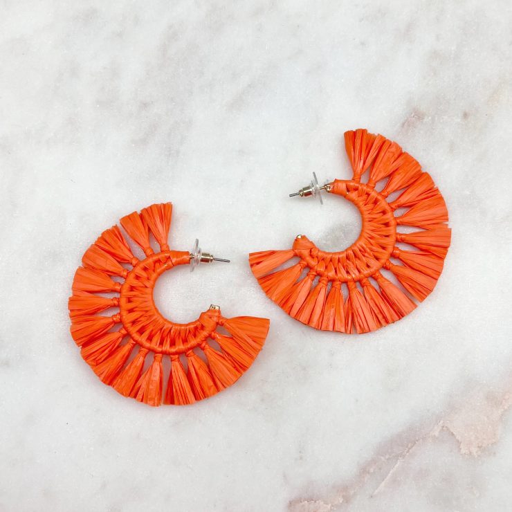 A photo of the Fan Favorite Earrings in Orange product
