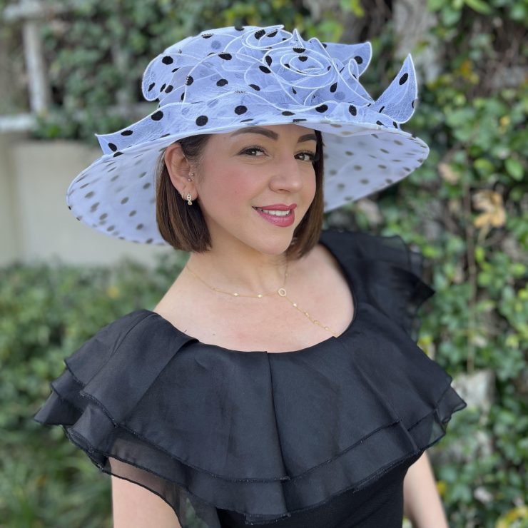 A photo of the Black & White Polka Dot Fascinator Hat product