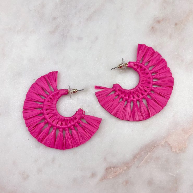 A photo of the Fan Favorite Earrings in Hot Pink product