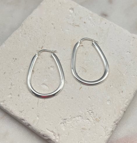A photo of the Italian Sterling Silver Flat Oval Hoops product