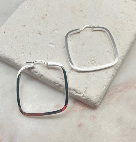 A photo of the Italian Sterling Silver Large Square Hoops product