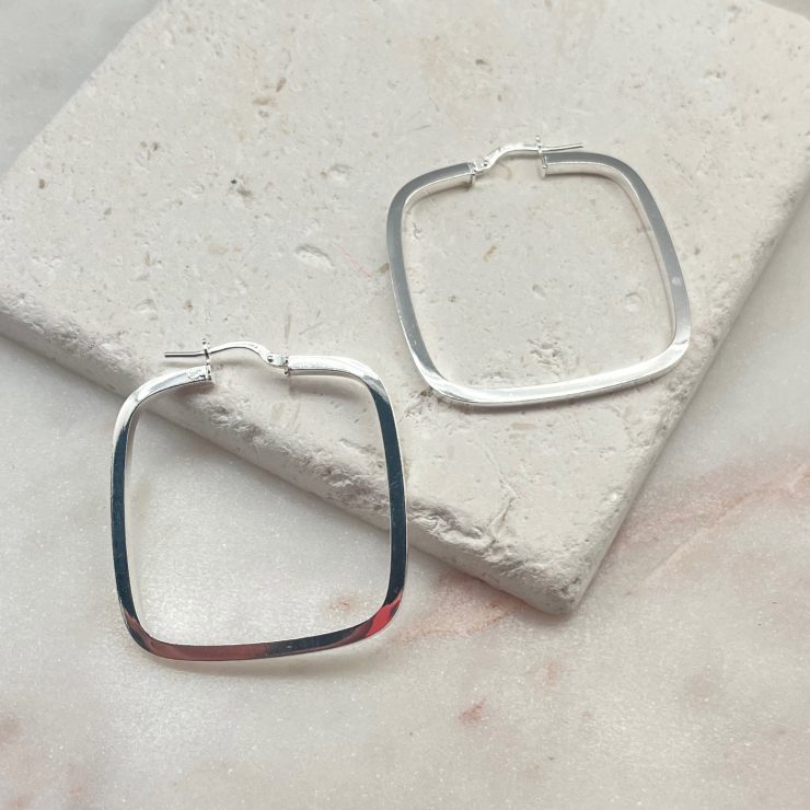 A photo of the Italian Sterling Silver Large Square Hoops product
