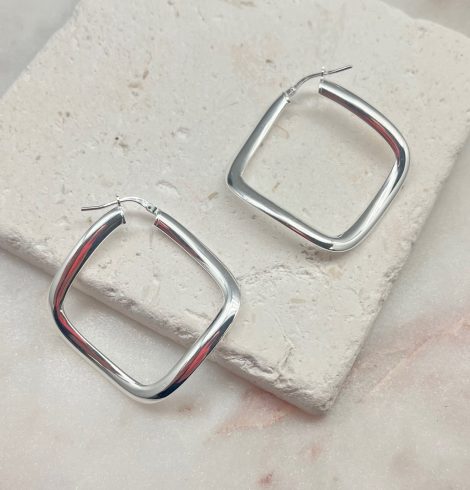 A photo of the Italian Sterling Silver Square Wavy Hoops product