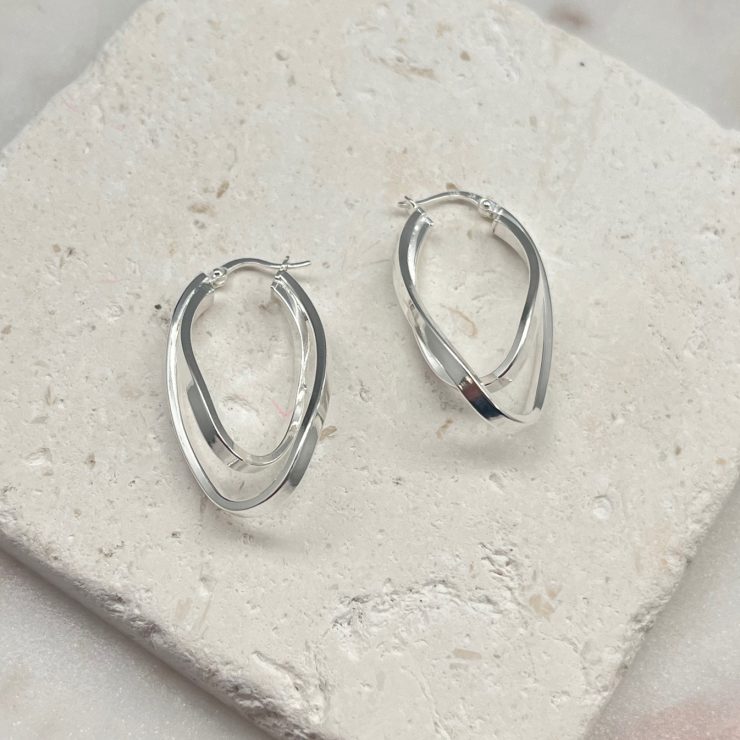 A photo of the Italian Sterling Silver Double Oval Hoops product